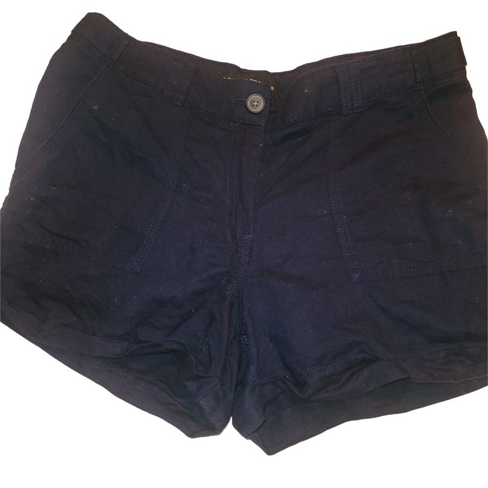 Dorothy Perkins Navy Blue Linen Blend Shorts Size 38